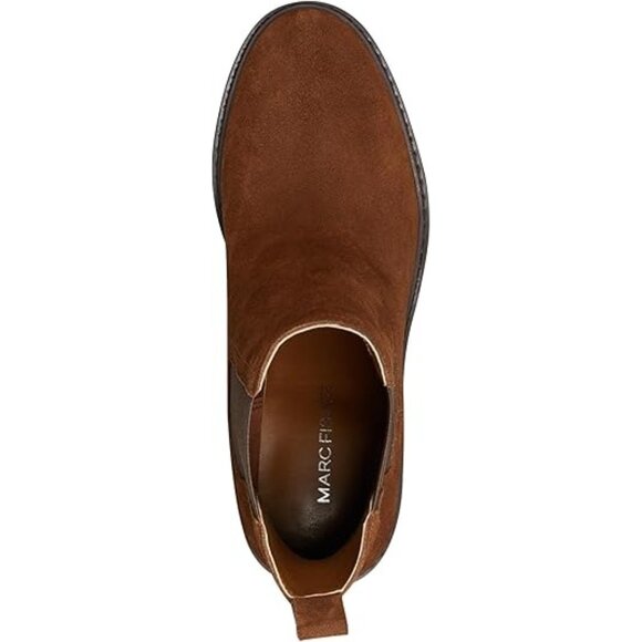 Marc Fisher Womens Faux Leather Stack Heel Ankle Boots - Picture 2 of 6